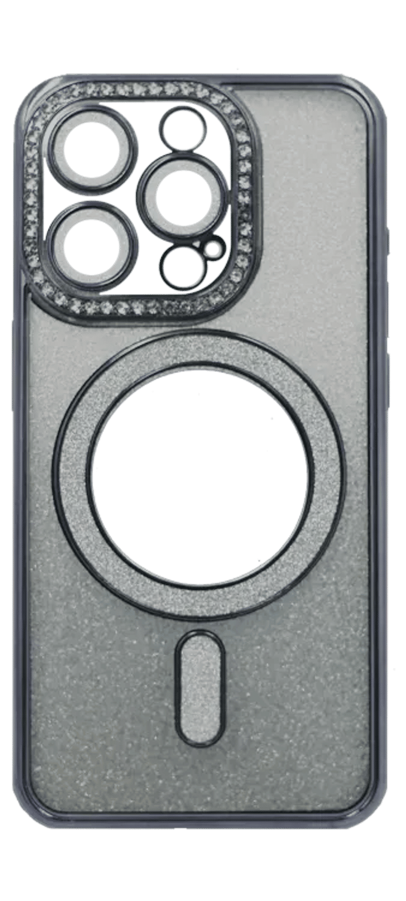 Silicone cover Chrom Border Mirror Magsafe iPhone 16 Pro Max Black