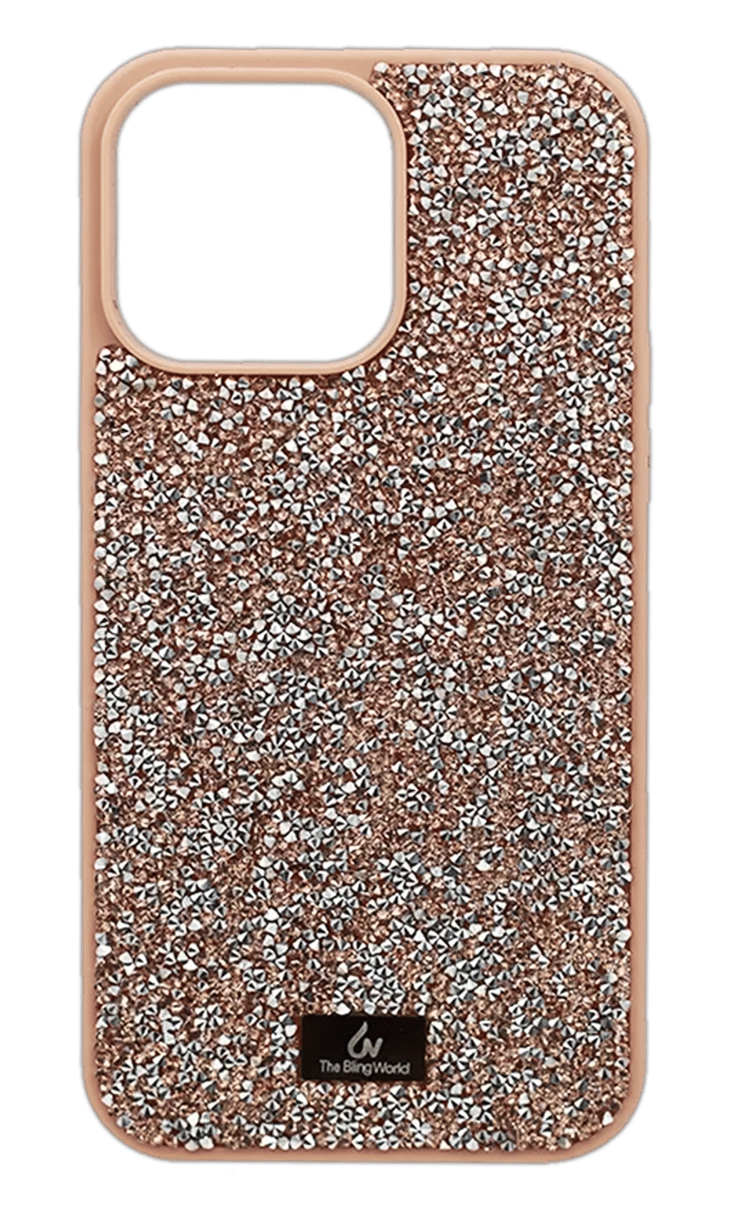 Bling World Grainy Diamonds Cover for iPhone 14 Pro Rose Gold