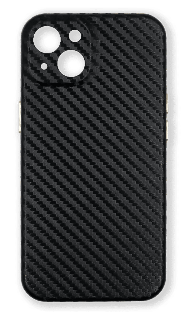 Leather Carbon Gold Buttons cover for iPhone 14 / 13 Black