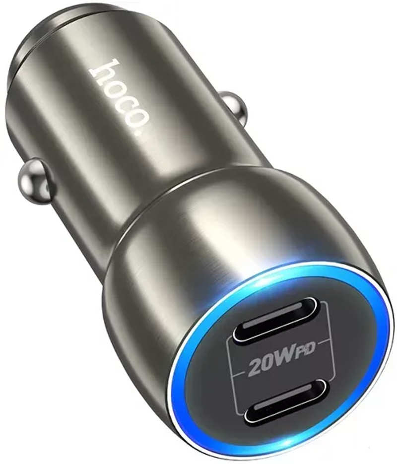 Автомобільний Зарядний Пристрій 2Type-C XO CC51 Metal QC&PD3.0 40W Gray