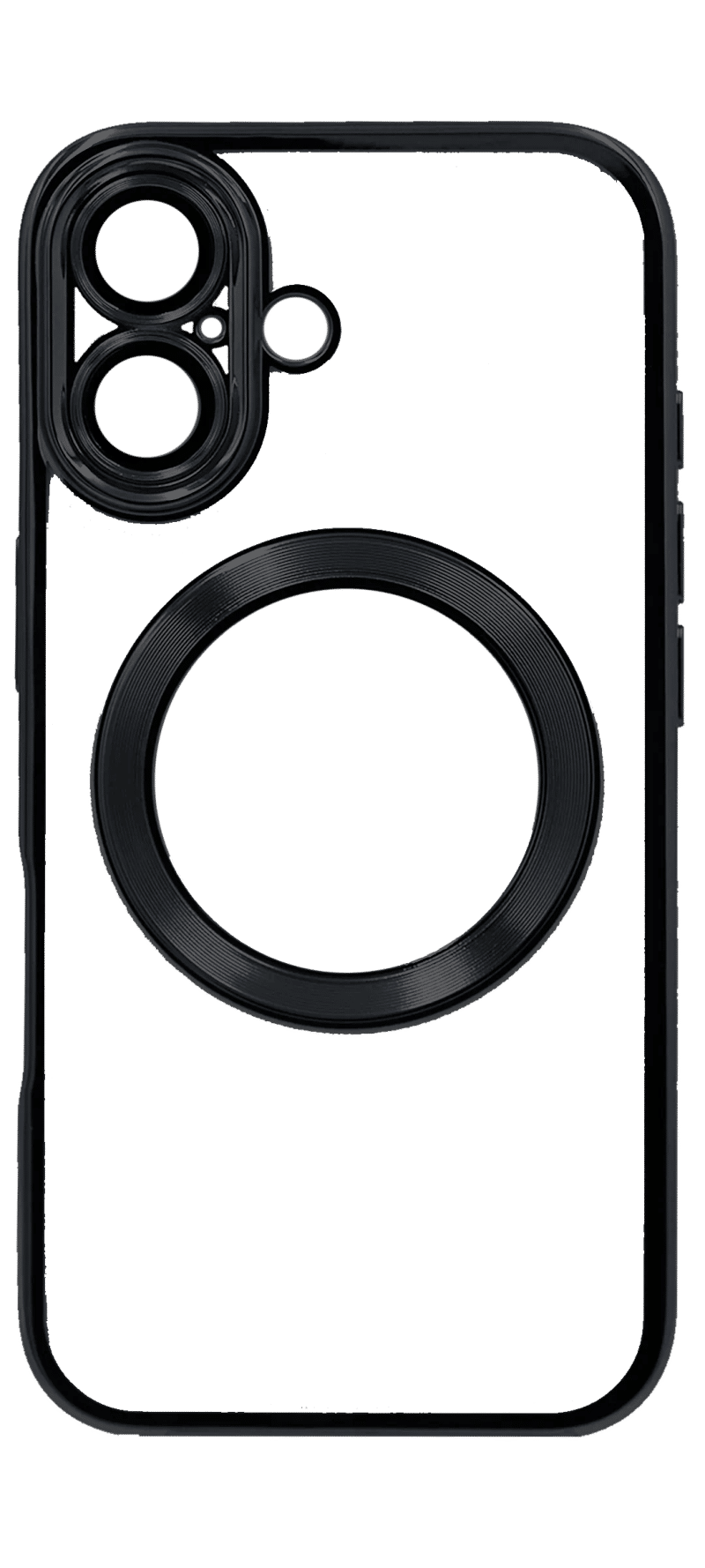 Electroplating Circle silicone case for iPhone 16 Plus Black