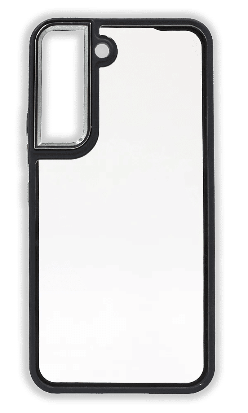 Gloss Metal Buttons Cover for Samsung S22 Plus SM-S906B Clear/Black