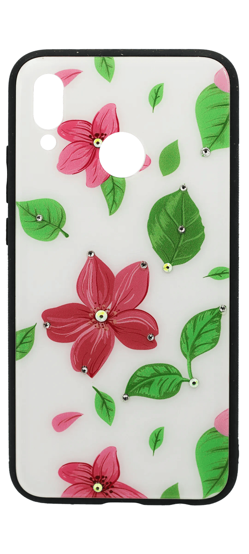Чохол-накладка Glass Print + Border Silicon Samsung A6 2018 A600FZ White Flowers