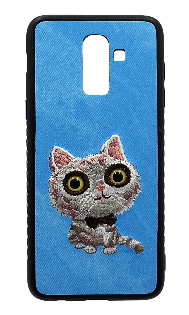 Чохол-накладка Animal Eyes для Samsung J8 2018 SM-J810F Textile Cat Blue