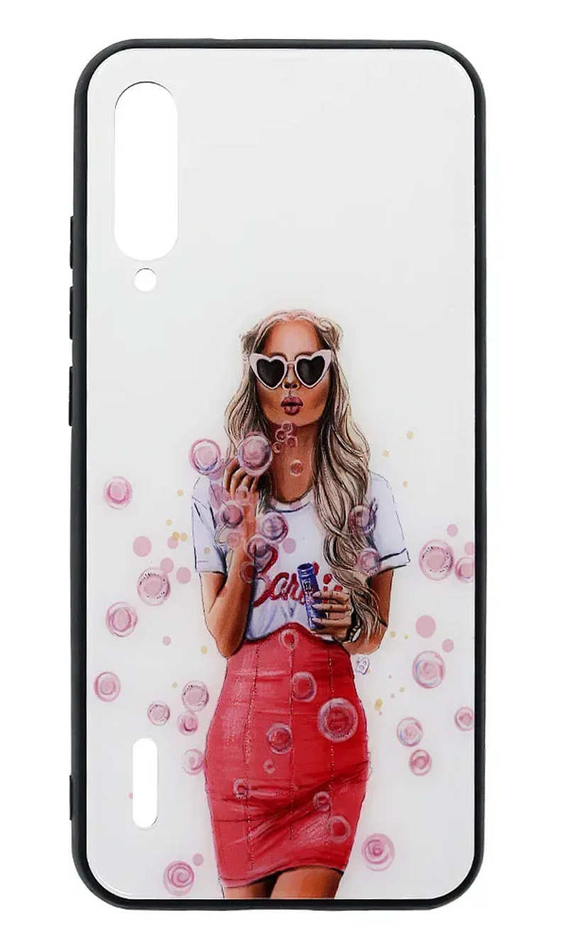 Cover-plate Glass Print + Border Silicon for Xiaomi MI A3 / CC9e Barbie