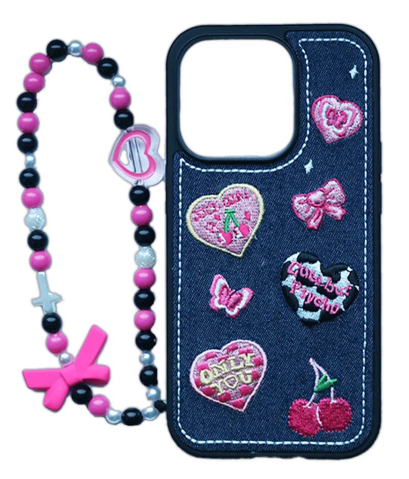 Jeans Nice Girl + Bracelet cover for iPhone 15 Plus / 14 Plus Blue