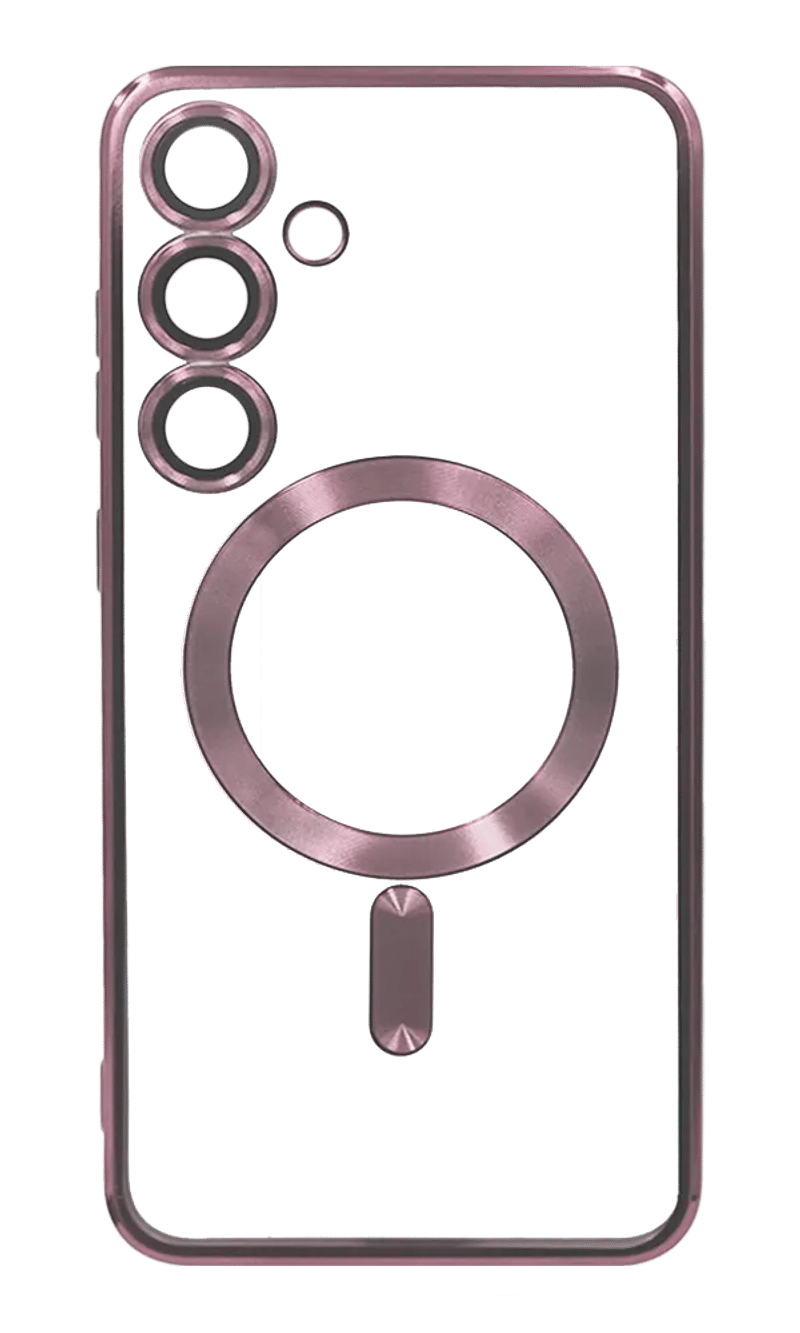 Silicone case Chrom Border Magsafe Samsung S24 / S25 Rose Gold
