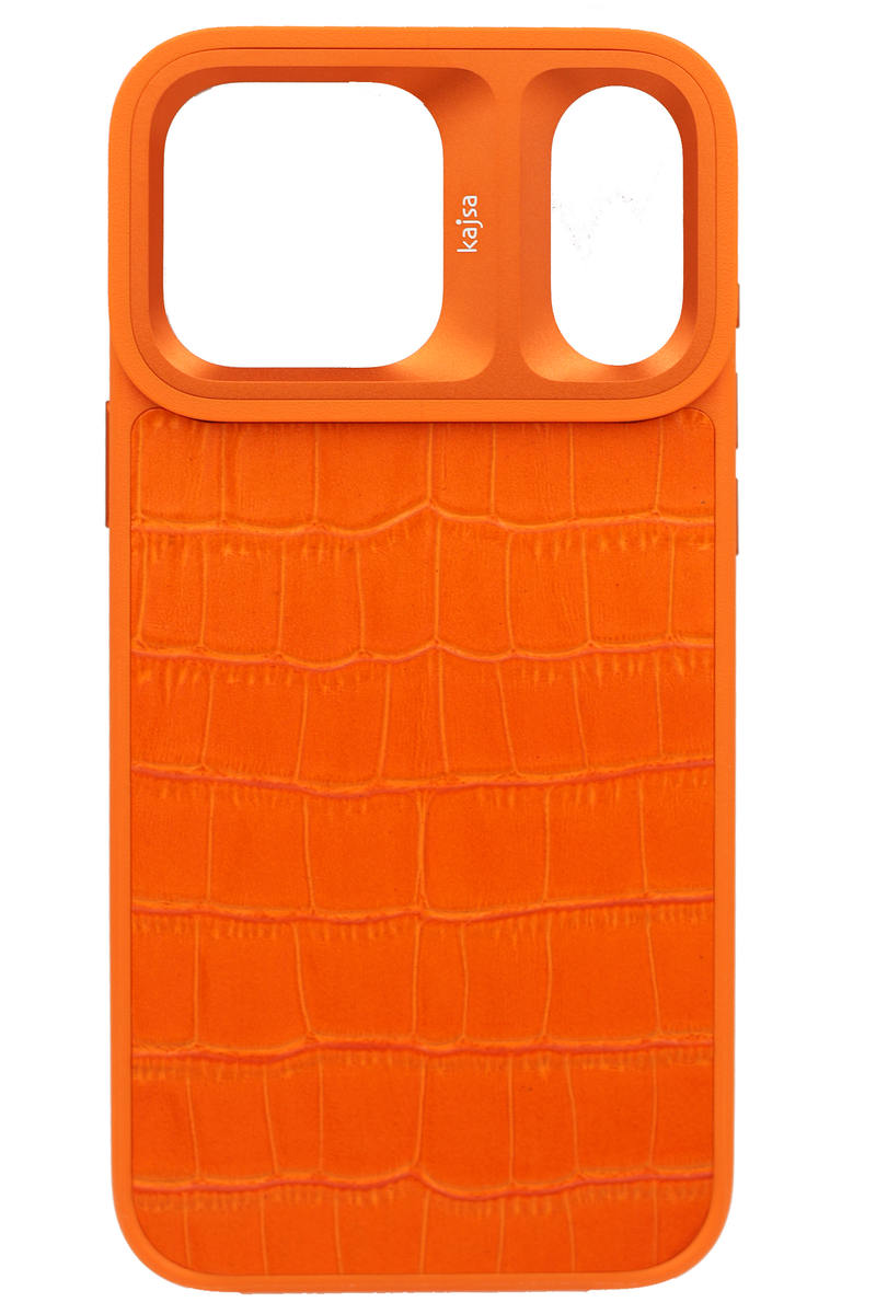 Kajsa Neo Classic Croco MagSafe B-Ring Case for iPhone 17 Pro Max Orange 3MS-CRO-I17P6.9-OR-O