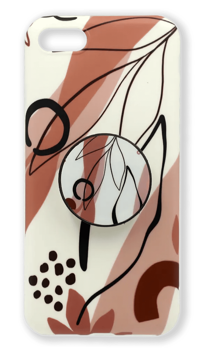 Silicone Abstraction + PopSocket case for iPhone SE2 / 8/7 Beige