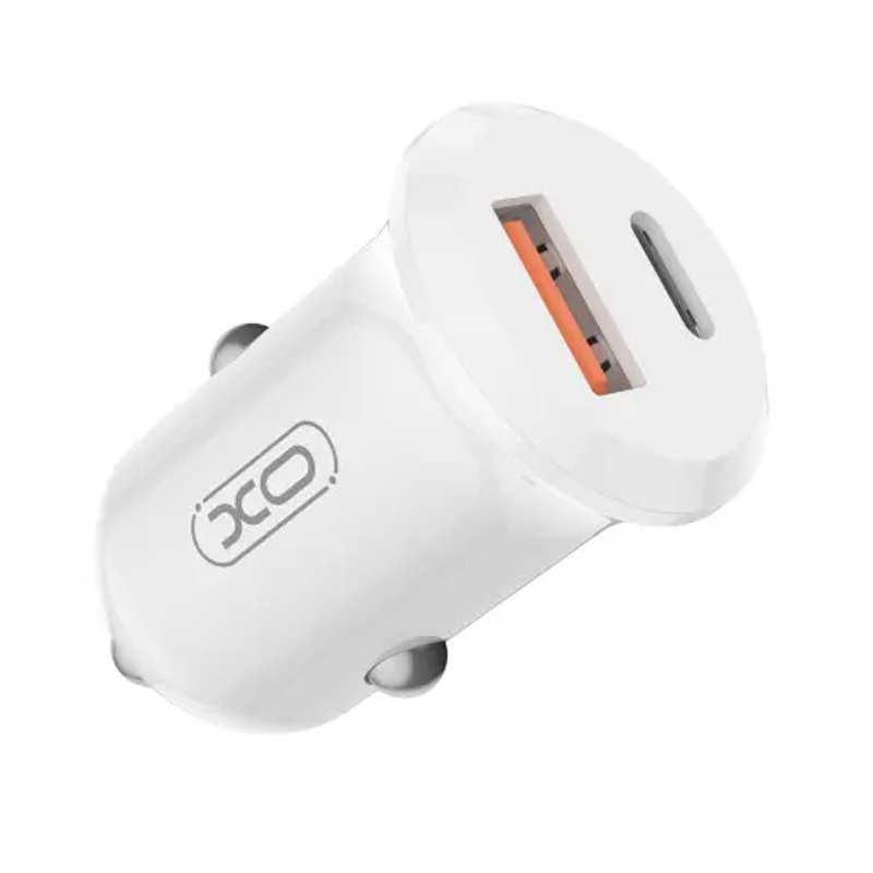 Автомобільний Зарядний Пристрій 1USB+1Type-C XO CC69 PD QC 30W White