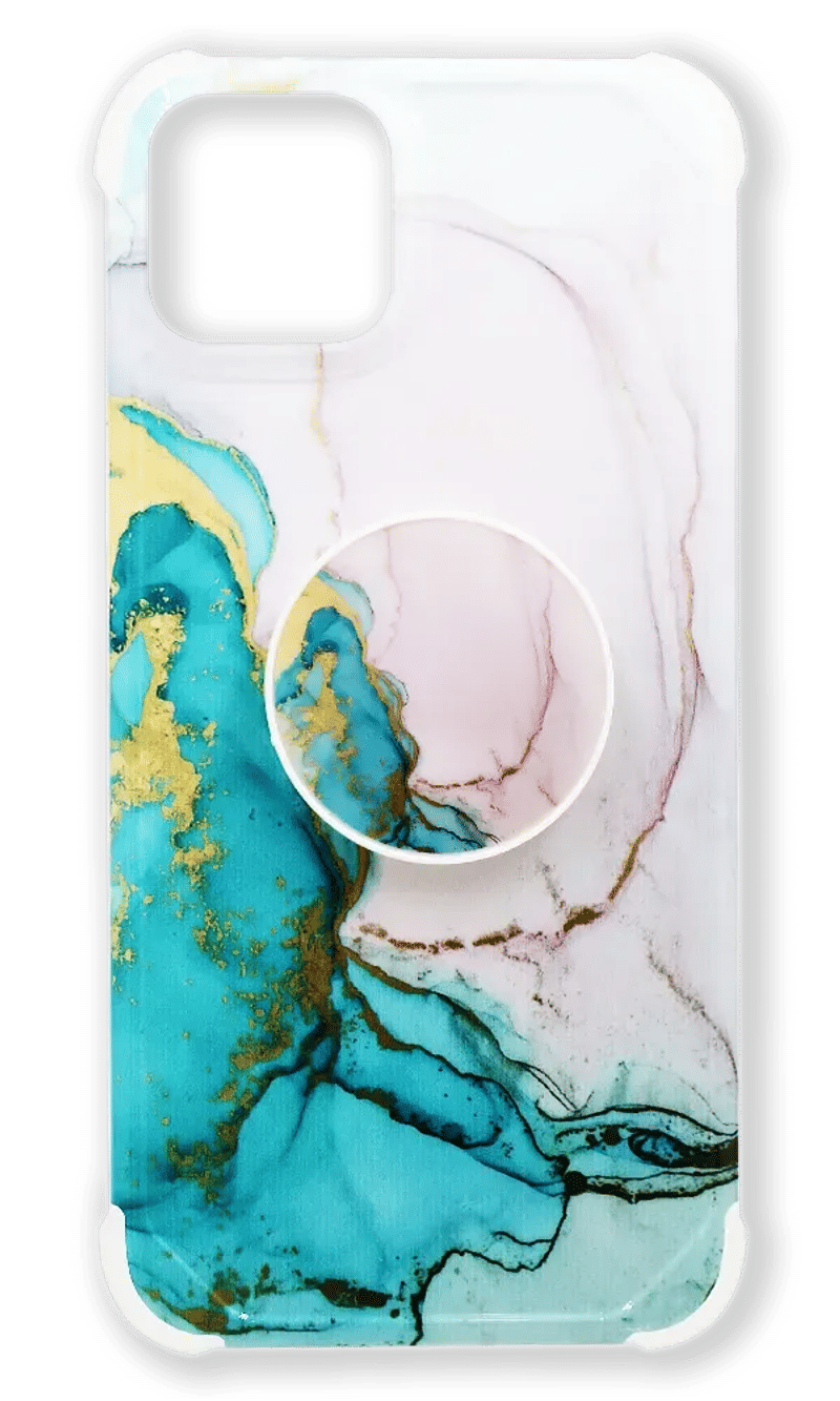 Чохол силіконовий Marble + PopSocket для iPhone 14 / 13 Blue/Pink