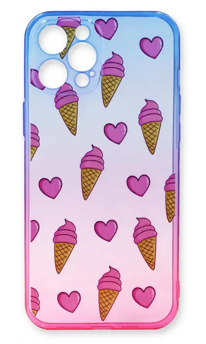 Silicone Cover Print Gradient Ice Cream for iPhone 12 Pro Max Blue / Pink