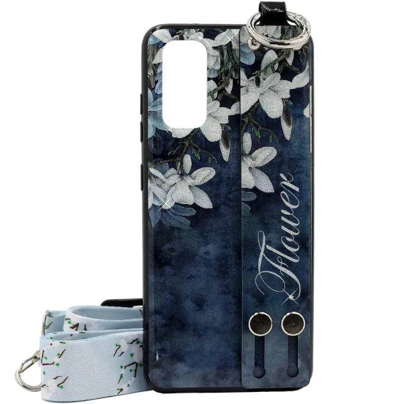 Silicone Wristband Print Cover for Samsung S20 SM-G980F Blue Flowers 2