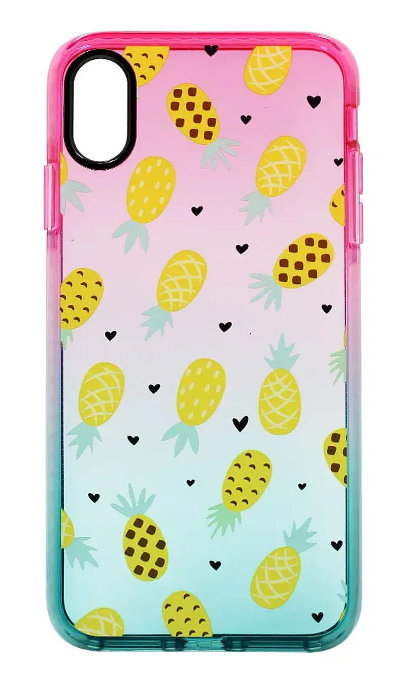 Silicone Cover Print Border Gradient for iPhone XS Max Pineapple