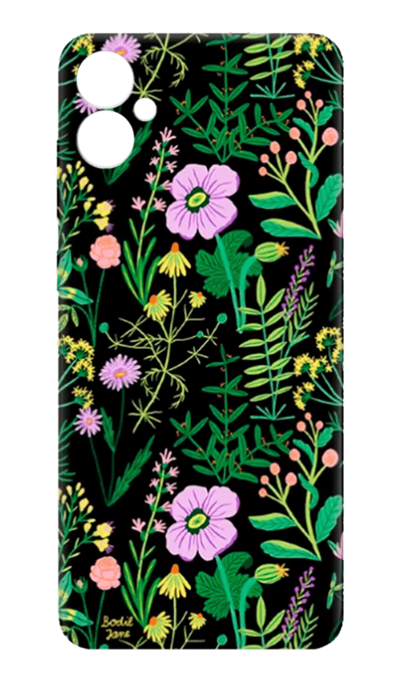 Чохол Molan Silicone Print для Samsung A05 SM-A055F Black/Flower 1