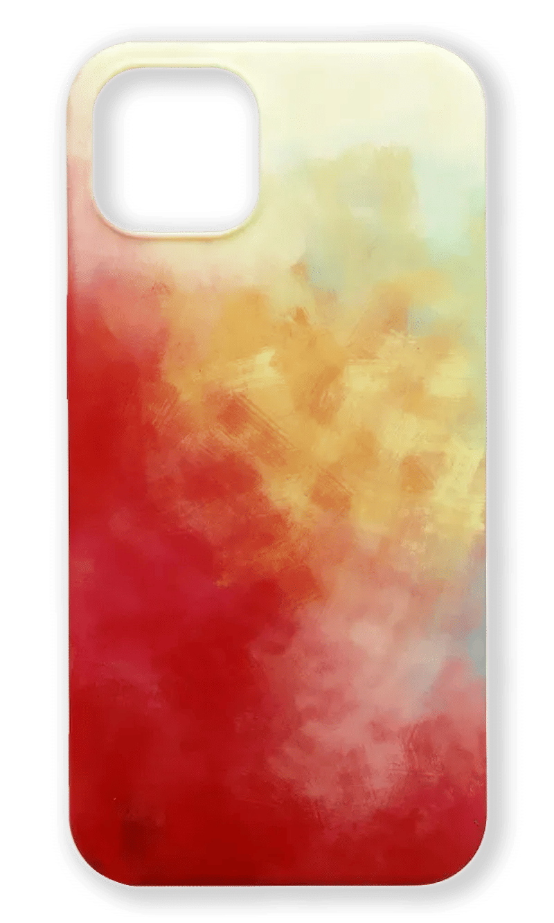 Watercolor silicone case for iPhone 14 / 13 White/Red