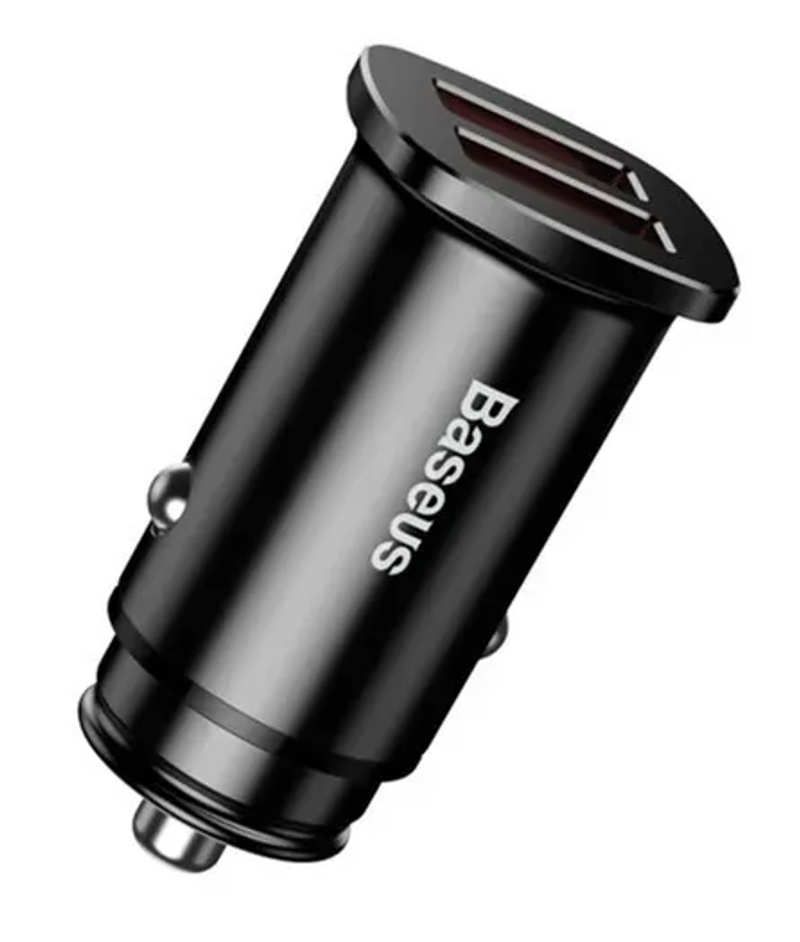 Автомобільний Зарядний Пристрій 2USB Baseus Square Metal QC 30W Black (CCALL-DS01)
