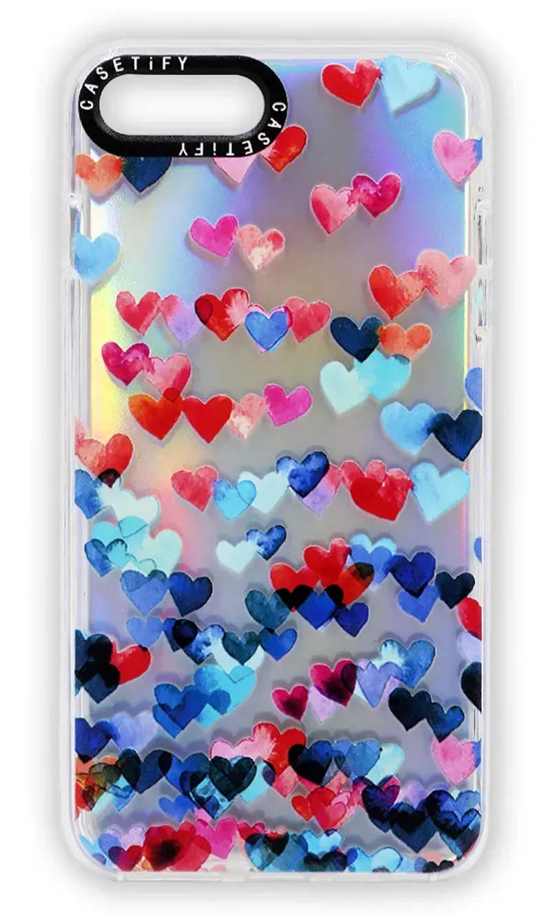 Silicone Print Heart Case for iPhone 8/7 Plus Holographic