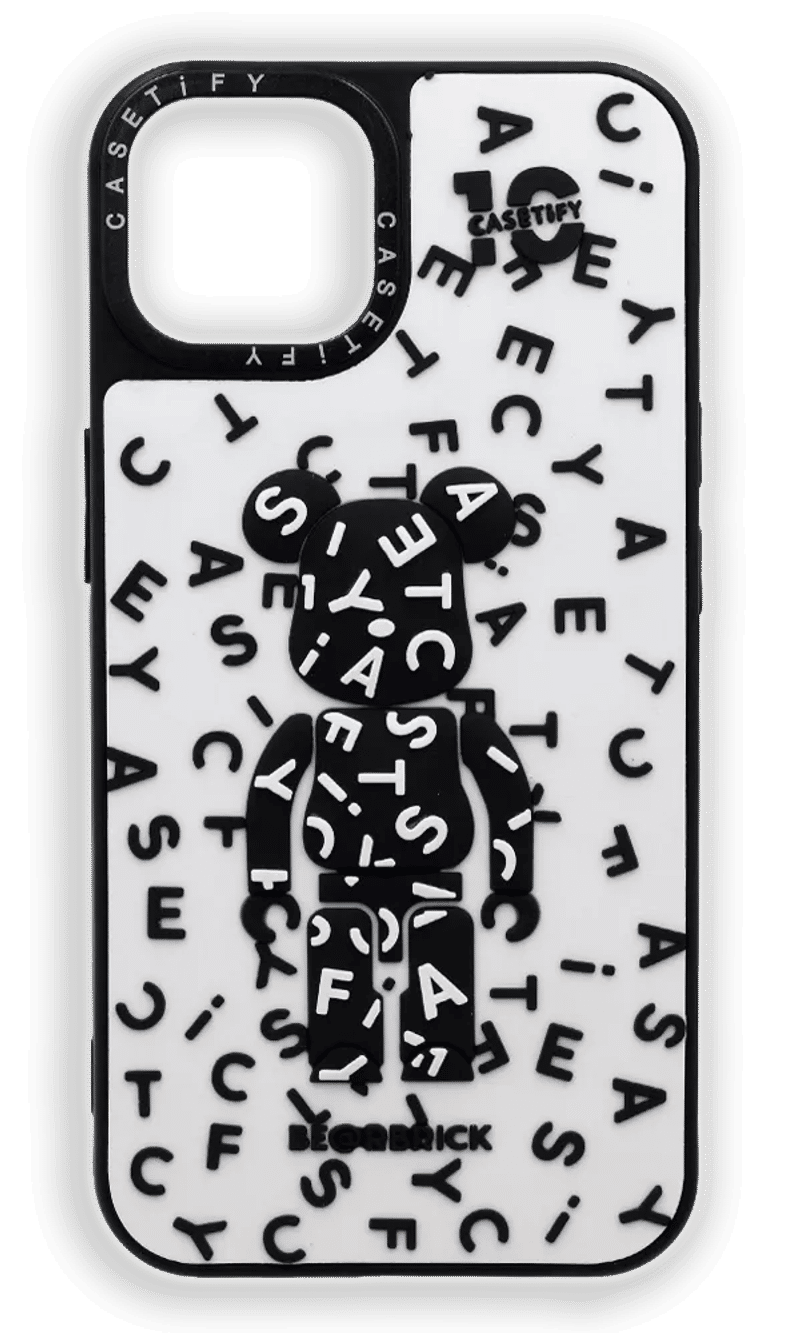 Cover Caseti 3d Bearbrickis for iPhone 14 / 13 White