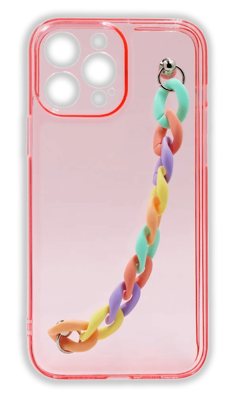 Чохол силіконовий WS Clear + Chain для iPhone 13 Pro Max Red