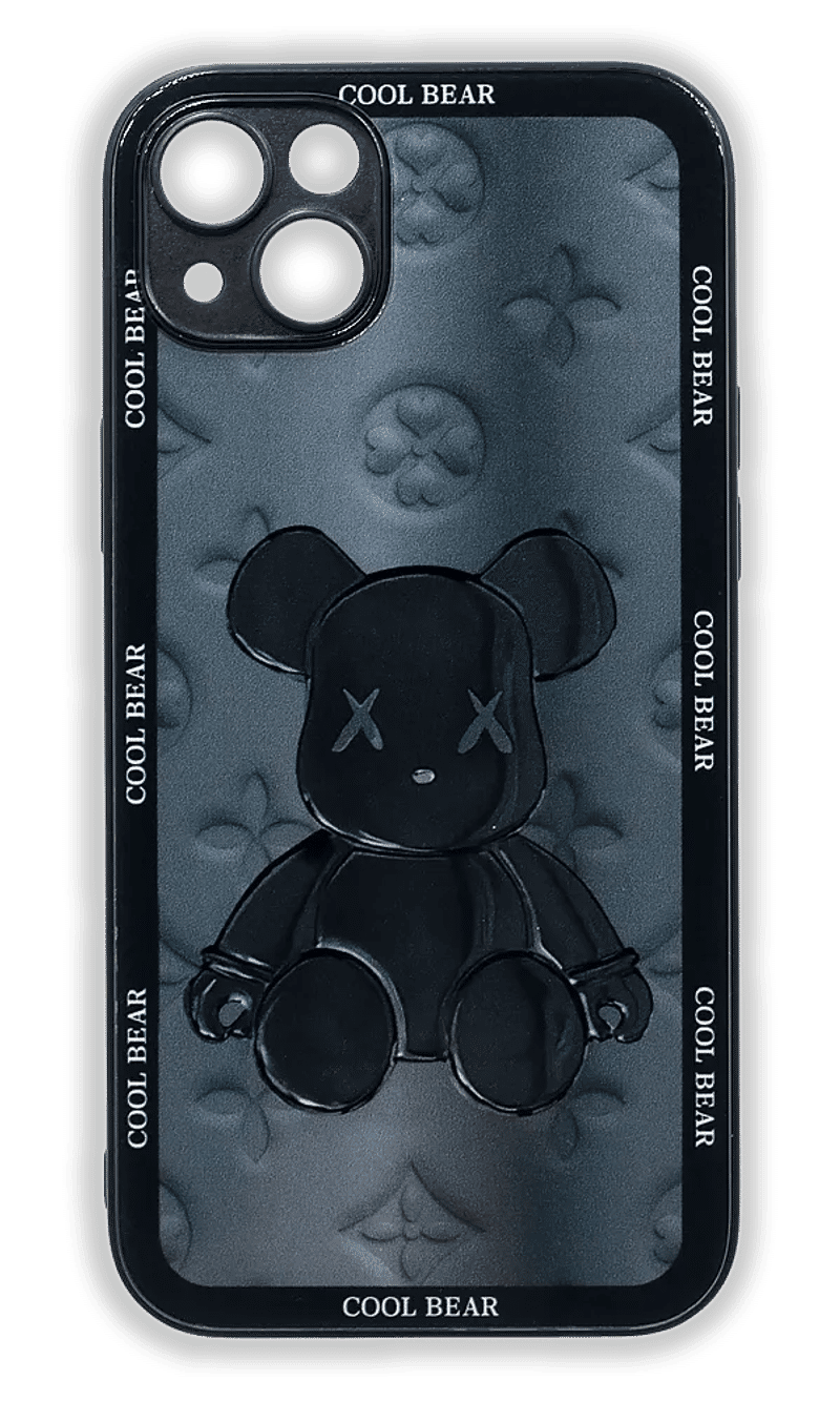 Cover Glass Print Cool Bear for iPhone 15 Plus / 14 Plus Black