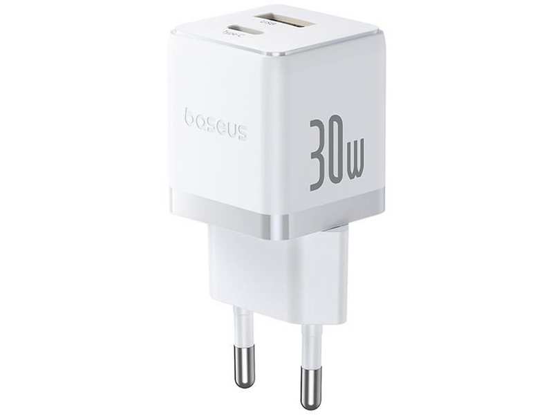 Мережевий Зарядний Пристрій 1Type-C+1USB Baseus Palm Fast Charger 30W White