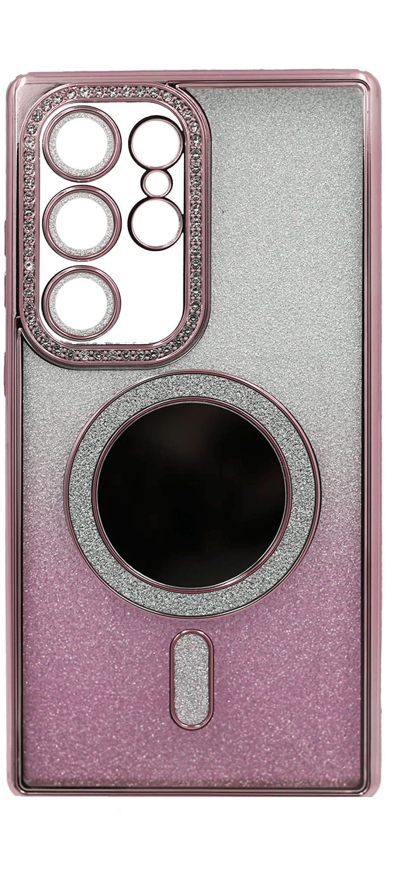 Чохол силіконовий Chrom Border Mirror Magsafe Samsung S24 Ultra SM-G928B Pink