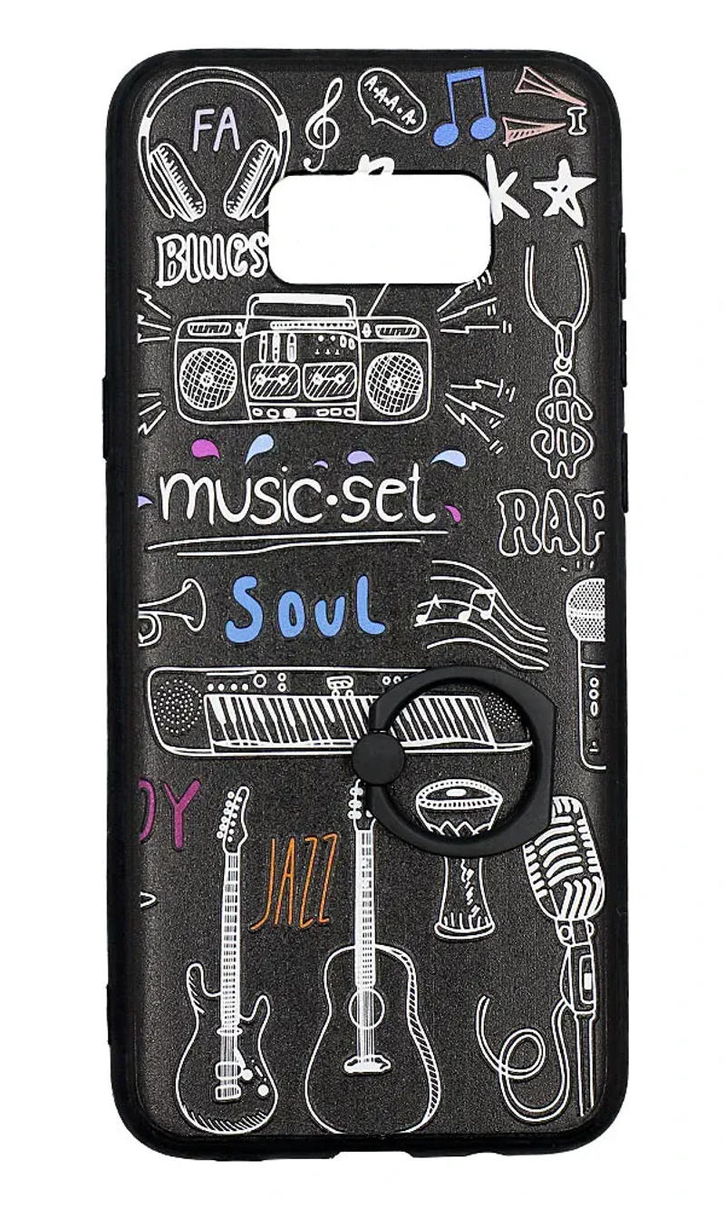 Case-pad Print Ring Holder for Samsung S8 Plus G955FD Black Music