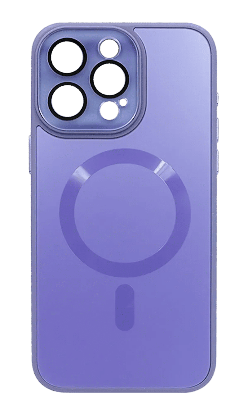 Sapphire Matt Metal Buttons Magsafe overlay case for iPhone 15 Pro Max Lilac