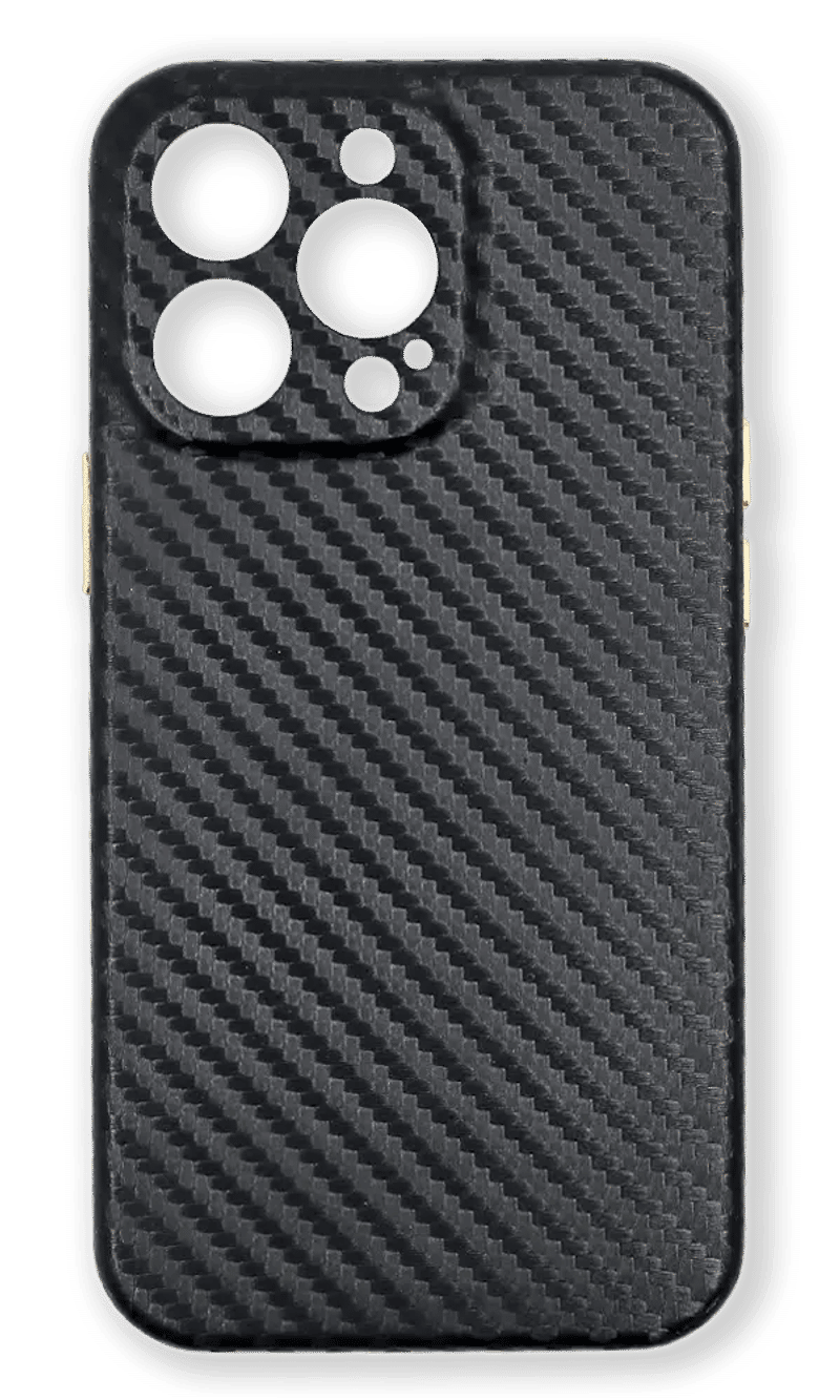 Чохол-накладка Leather Carbon Gold Buttons для iPhone 13 Pro Black