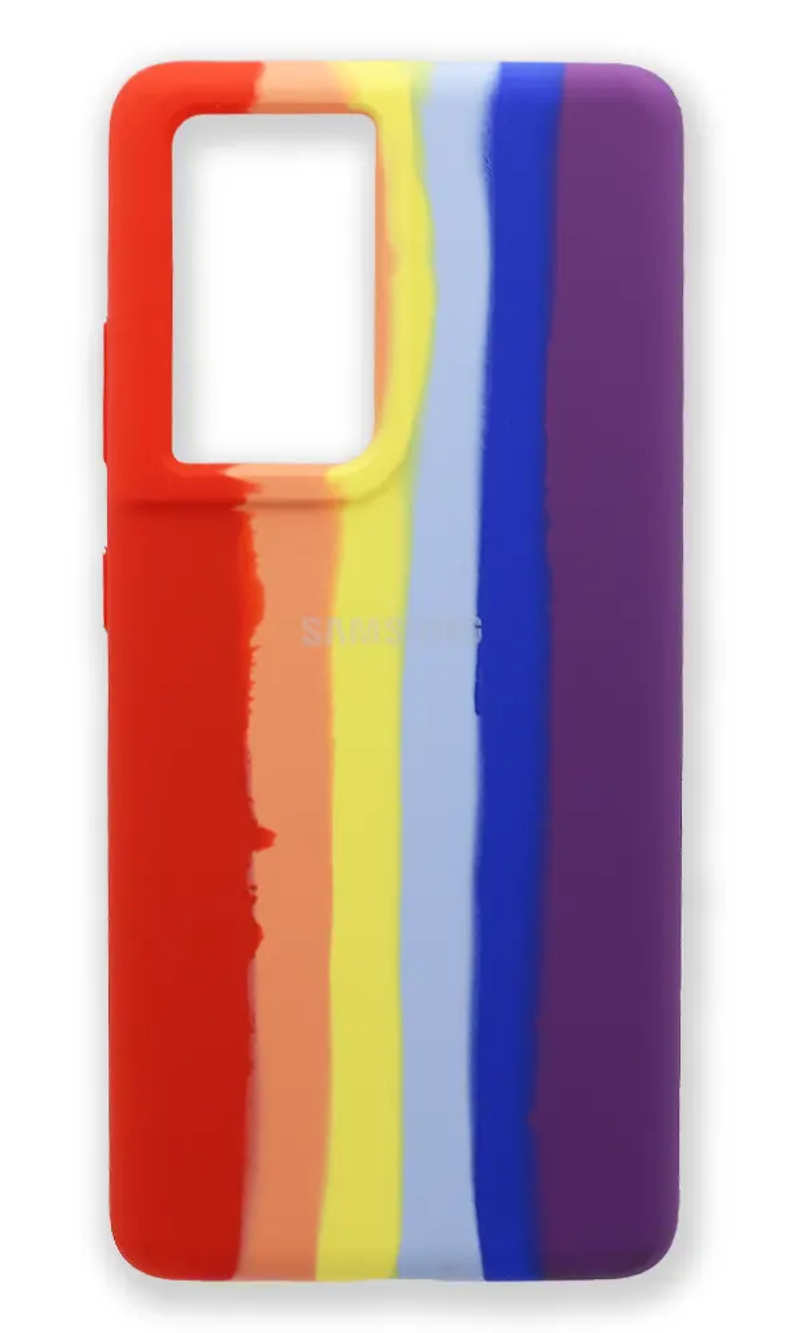 Silicone Cover Silicone Cover Rainbow for Samsung S21 Ultra SM-G998B Red