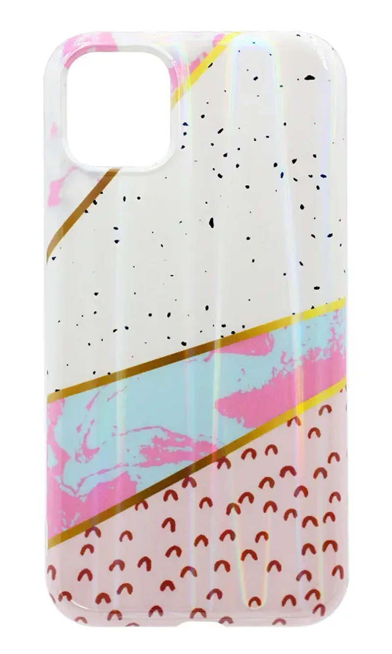 Silicone Cover Print Mramor Benzo for iPhone 11 Pro Max White / Pink