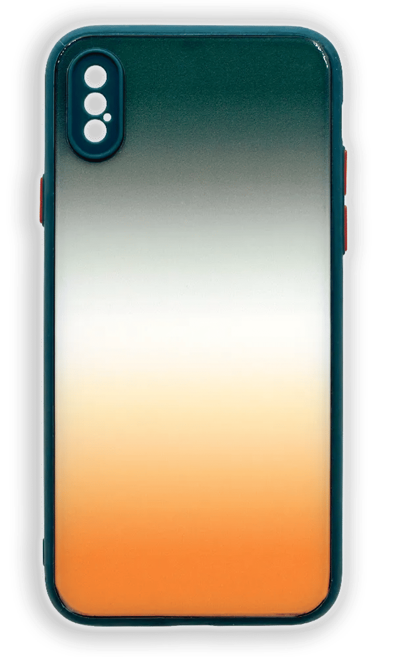 Чохол-накладка Glass Rainbow для iPhone X / XS Green/Peach