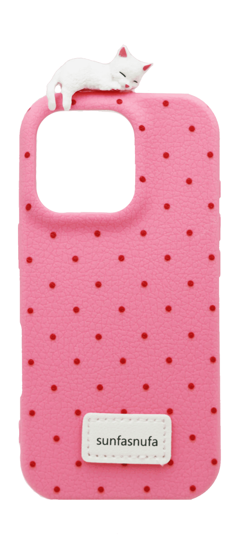 Dot Cat 3D Silicone Case for iPhone 15 Pro Max Pink