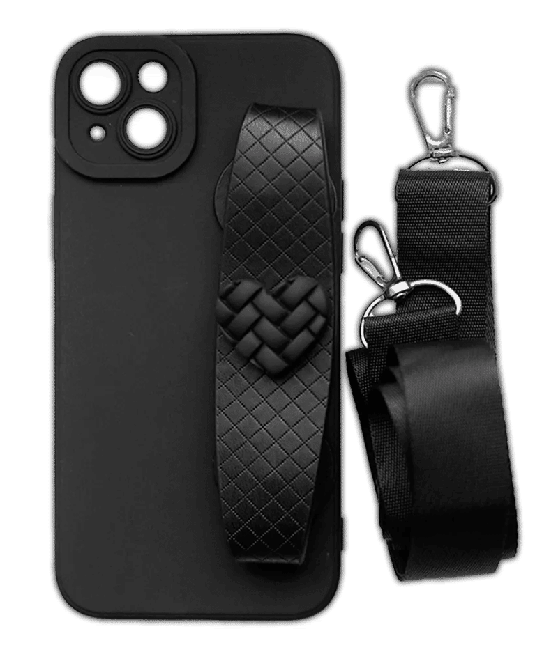 Silicone case Hand Holder Heart for iPhone 15 Plus / 14 Plus Black
