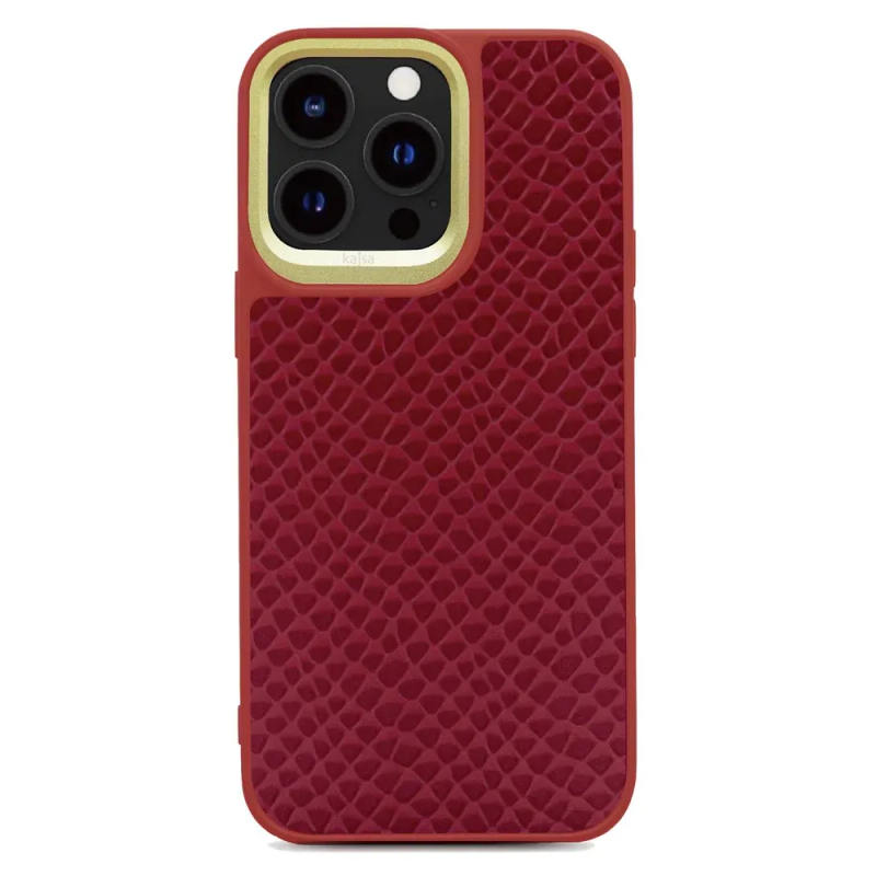 kajsa Genuine Leather Pearl Pattern back case for iPhone 15 Pro Max - 6.7'' Burgundy 3-GLP-I15P6.7-B