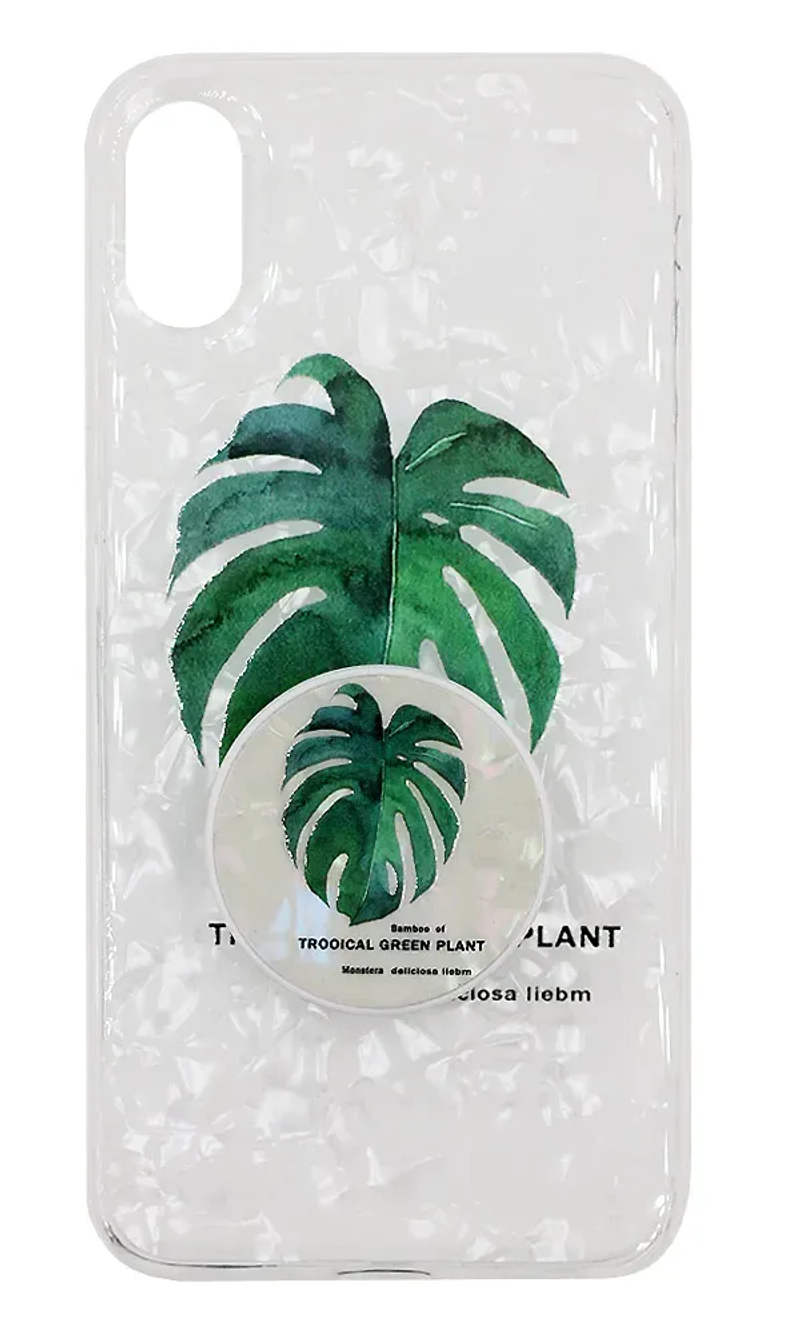 Cover-plate Green Plant + PopSocket for iPhone XS Max Silver