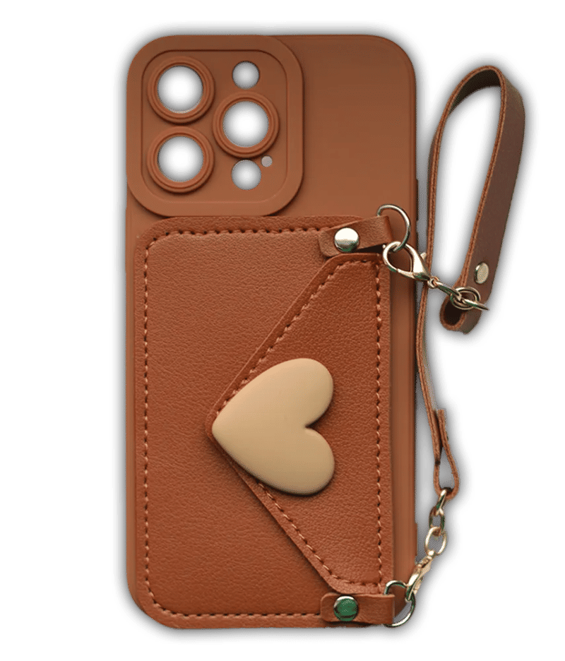 Чохол силіконовий Wallet Strap Heart для iPhone 14 Pro Brown
