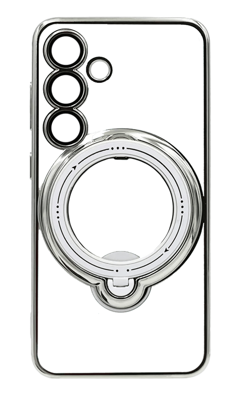 Silicone case Chrom Border Ring Stand Samsung S24 / S25 White