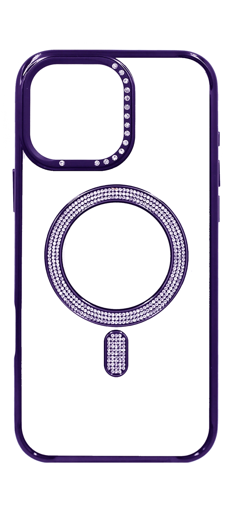 Electroplating Diamond Magsafe Silicone Case for iPhone 16 Pro Max purple