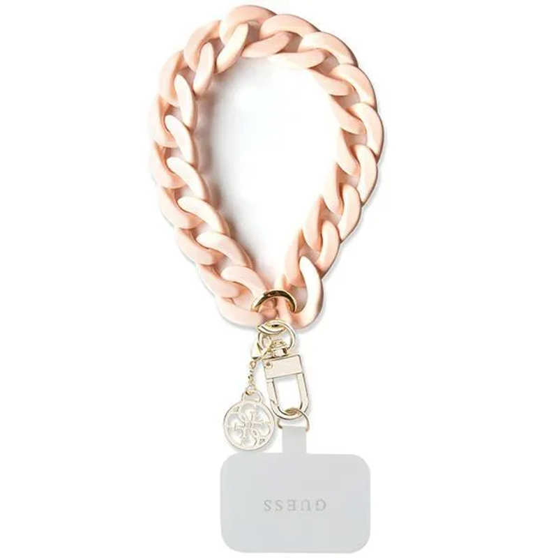 Ремінець-шнурок для телефону Bracelet Guess Big Hand Strap Acrylic 4G Charm Pink