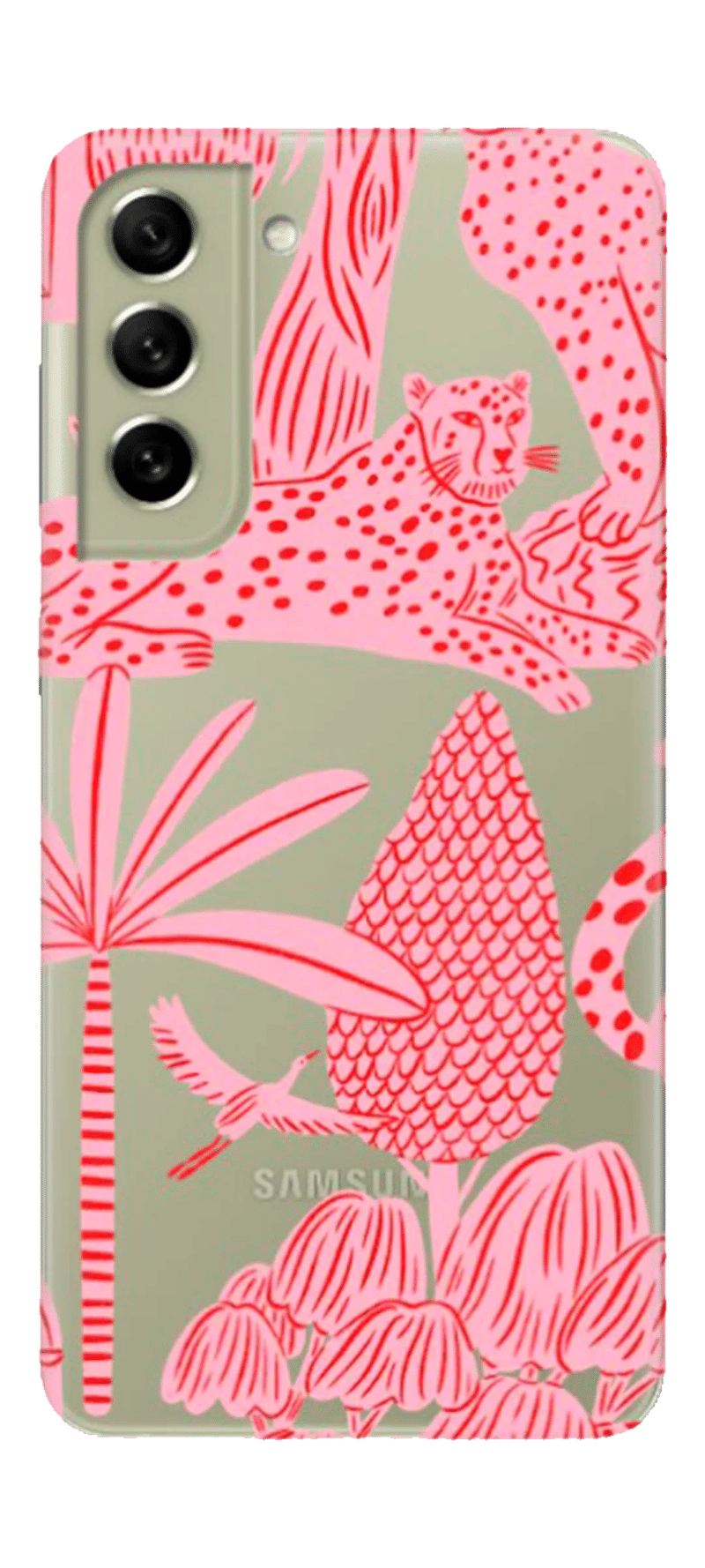 Чохол силіконовий Touch Print для Samsung S21 FE SM-G990F Clear/Leopard Pink