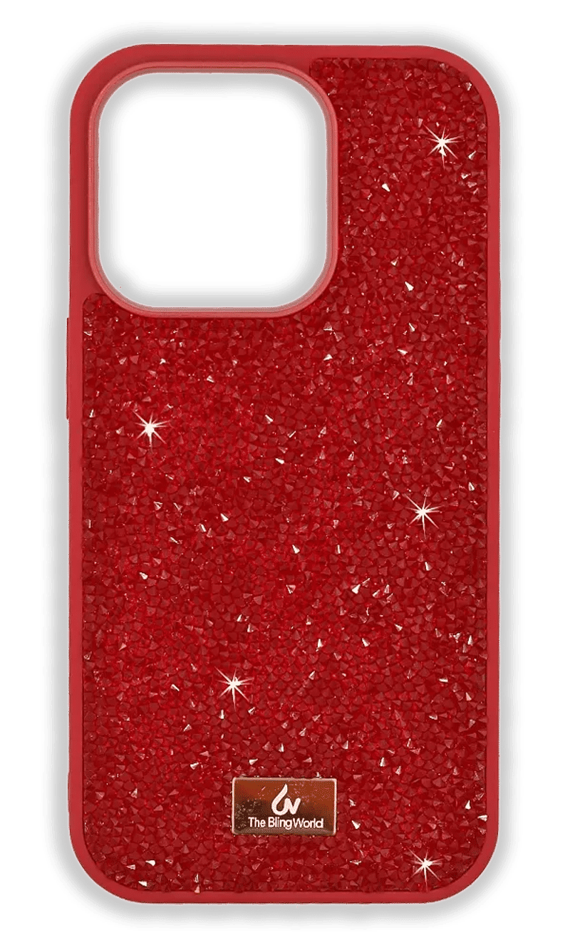 Bling World Grainy Diamonds overlay case for iPhone 14 Pro Max Red