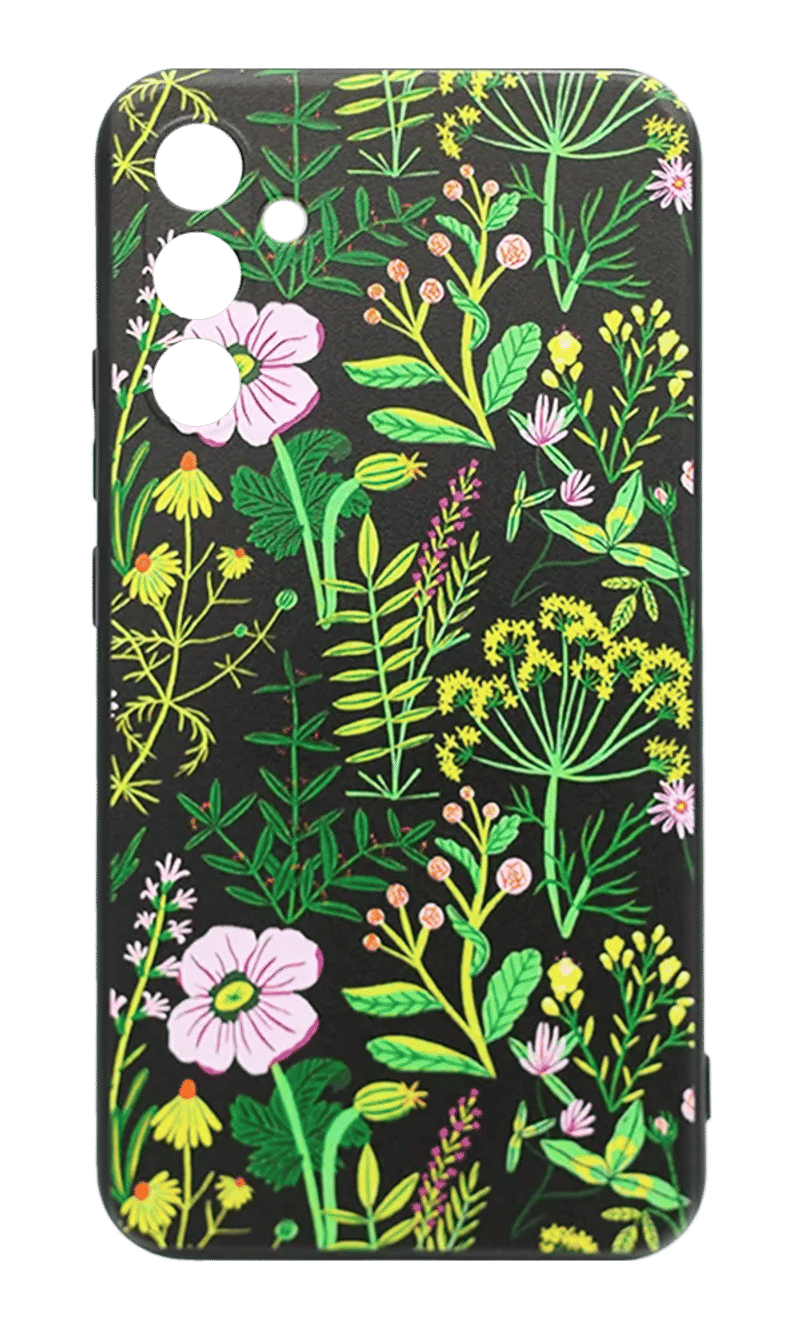 Чохол Molan Silicone Print для Samsung S23 SM-G911B Black/Flower 1