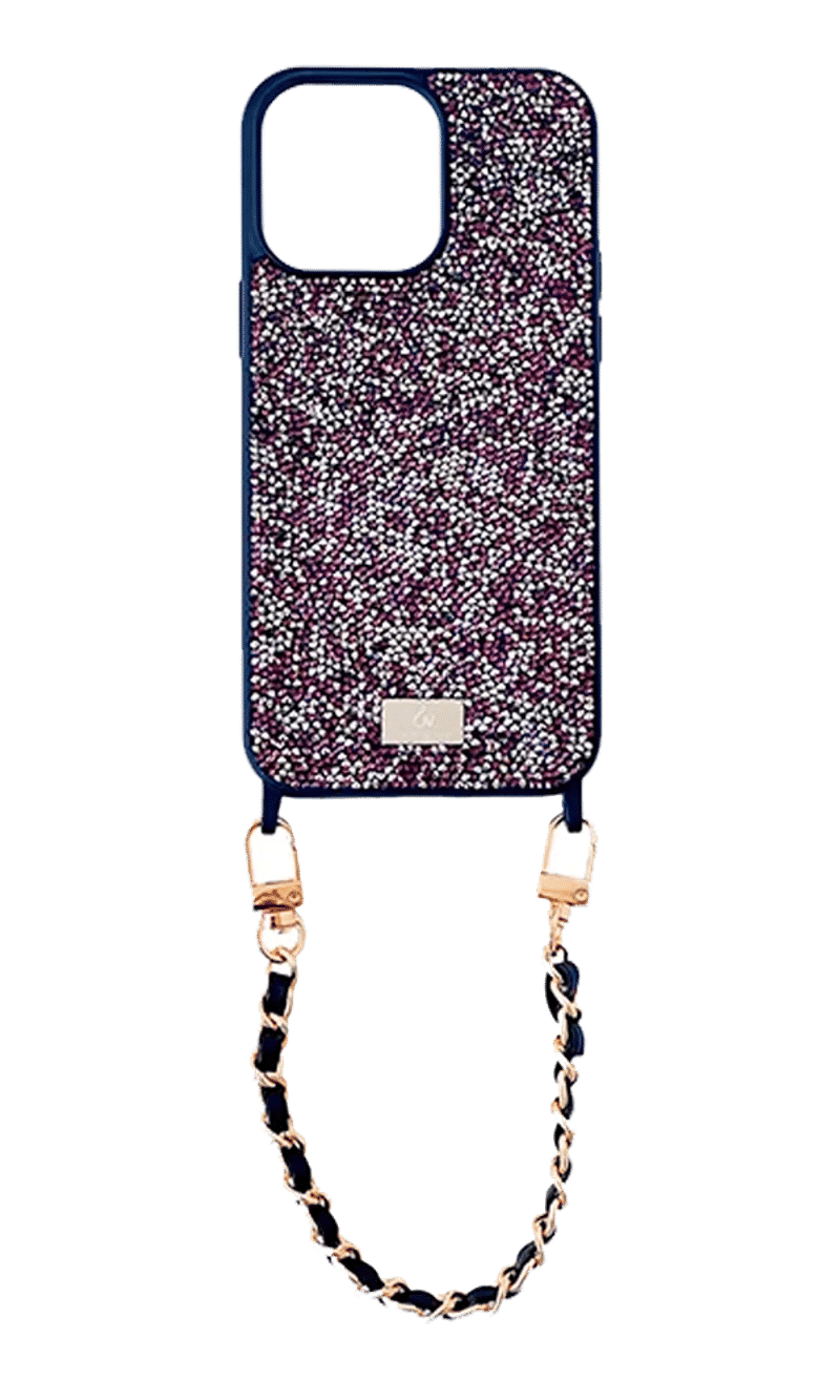 Чохол-накладка Bling World Grainy Diamonds with Chain для iPhone 14 Pro Max Purple