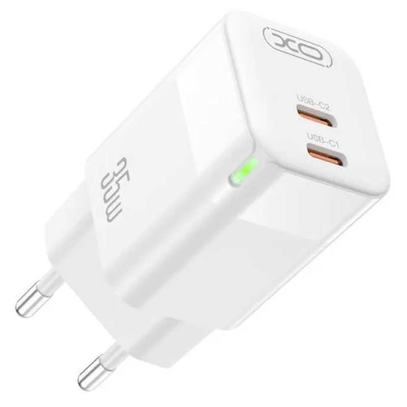 Мережевий Зарядний Пристрій 2Type-C XO CE07 PD 35W White