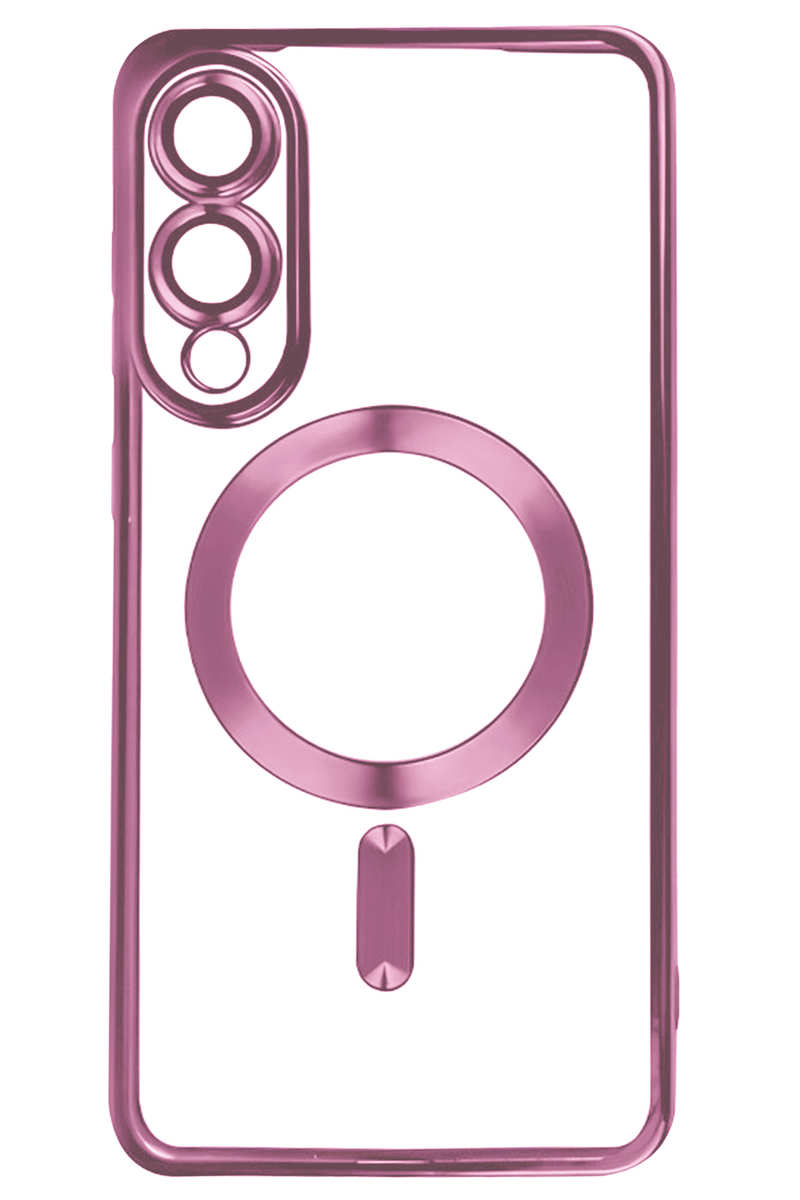 Silicone case Chrom Border Magsafe Samsung S25 Edge Rose Gold