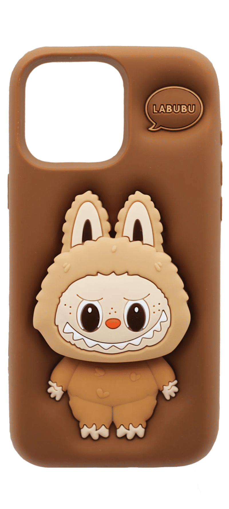 LABUBU Popsocket 3D Silicone Case for iPhone 15 Pro Max Brown