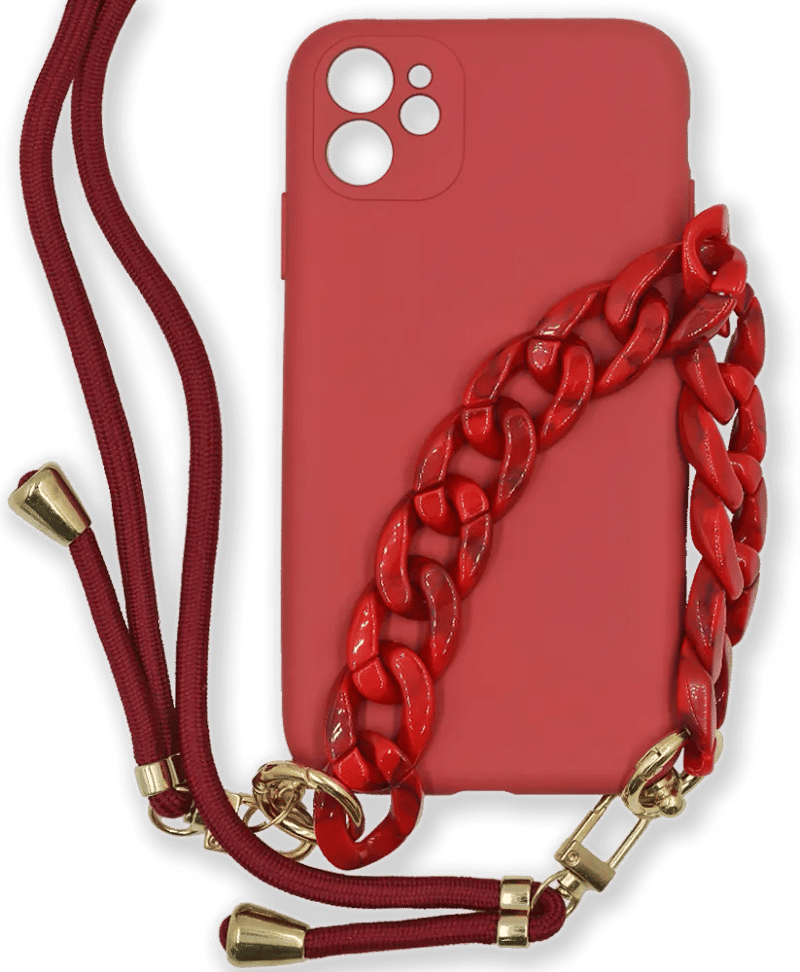 Silicone Shoulder Strap Chain Case for iPhone 11 Camelia