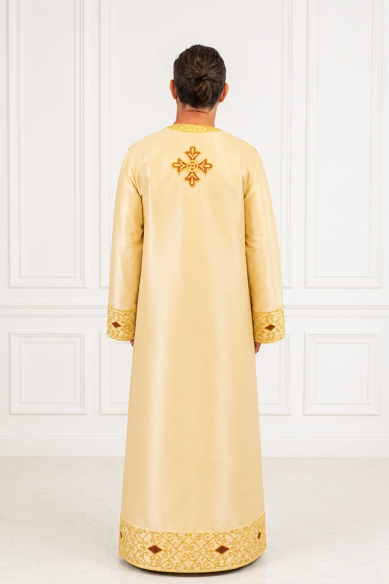 Fully Embroidered Altar Server Robes Gold Dupioni Silk With Gold Threads